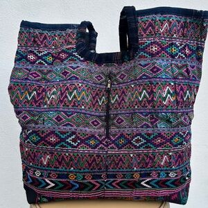 Repurposed hand embroidered Huipil Guatemalan Tote Bag